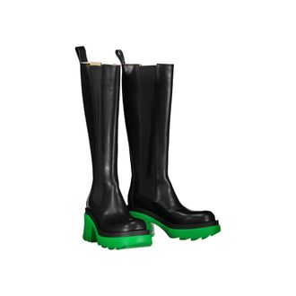 Bottega Veneta Womens Black Leather High Heel Boots