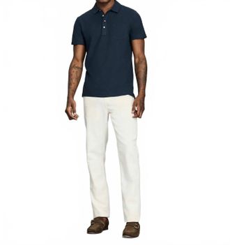 Billy Reid Pensacola Short Sleeve Polo In Carbon Blue