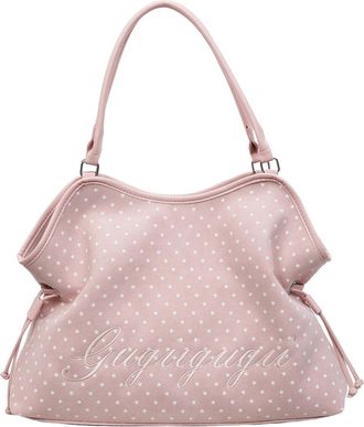 Generic Cymwer Women Faux Suede Tote Bag Polka Dot Shoulder Bags for Work Shopping (Pink)