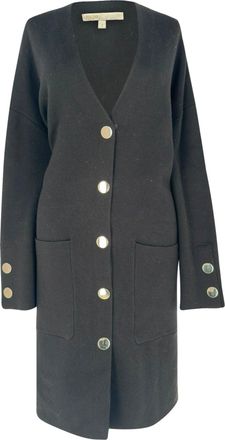 Maje Button-Down Coat in Black Acrylic
