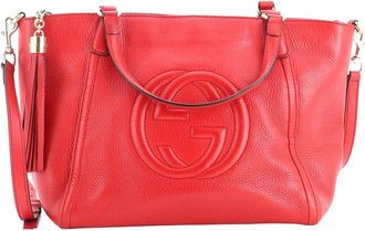 Gucci Red Leather Soho Convertible Top Handle Bag Small (Authentic Pre-Loved)
