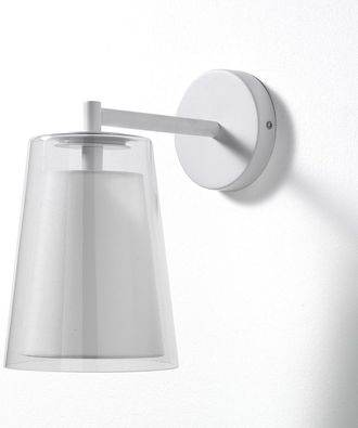 Oresteluchetta Aplique De Pared De Vidrio Y Metal Blanco Kansas
