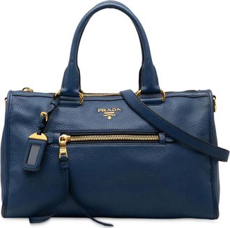 Prada Borsa a tracolla Vitello Daino con zip 2000-2025 - Blu