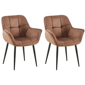Clp Set de 2 silla de comedor con reposapi&eacute;s en terciopelo marr&oacute;n