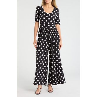 West K Polka Dot Print Wide Leg Jumpsuit in Black/White Polka Dot at Nordstrom Rack, Size X-Small