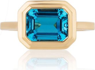Goshwara Manhattan Emerald Cut Ring in Deep Blue at Nordstrom, Size 7
