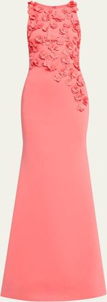 Badgley Mischka 3D Floral Scuba Gown