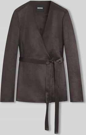 HUGO BOSS Slim Fit Blazer mit Bindeg&uuml;rtel in Dunkelbraun, Gr&ouml;&szlig;e 32