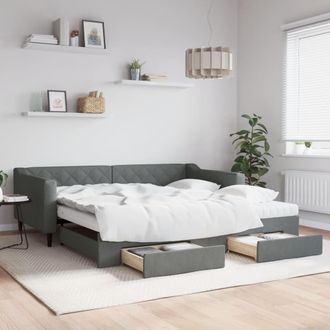 vidaXL Vidaxl - Sof&aacute; Cama Nido Con Cajones Tela Gris Oscuro 100x200 Cm