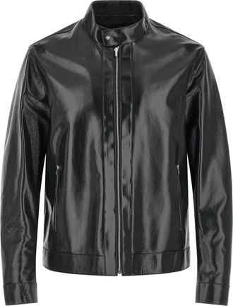 Fendi Blue Lamb Leather Leather Mens Jacket