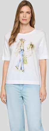 Rabe T-Shirt RABE, Damen, Gr. 36, wei&szlig;, Jersey, Obermaterial: 50% Baumwolle, 50% Modal, bedruckt, normal h&uuml;ftbedeckend, Rundhals, Shirts T-Shirt, mit Front