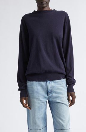 Stella McCartney Distressed Merino Wool Sweater in Navy at Nordstrom, Size Medium