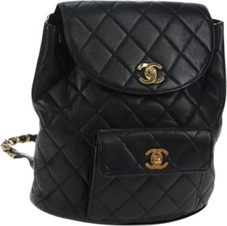 Chanel Pre-owned Vintage Rugzak - Dames - Vintage Rugzakken - Zwart - ONE Size - Leer - Vintage