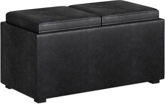Simpli Home Avalon 35in Contemporary Rectangle 5pc Storage Ottoman