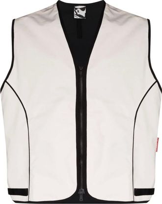 GR10K White Cotton V-Neck Sleeveless Jacket