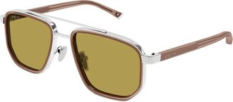 Gucci Navigator Zonnebril - Heren - Accessoires - Grijs - Maat: 55 MM