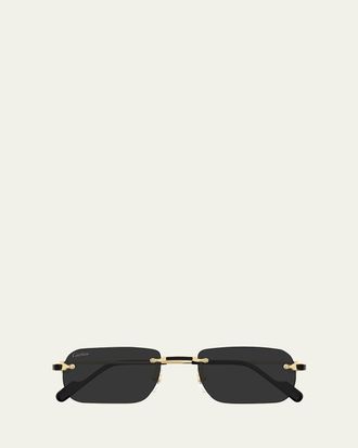 Cartier Mens Nylon & Metal Rectangle Sunglasses