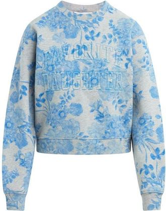 Favorite Daughter Classic Embroidered Floral Crop Cotton Blend Sweatshirt in Distress Floral Print at Nordstrom, Size X-Large