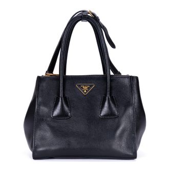 Prada Pre-owned Womens Twin Pocket Double Handle Tote Shoulder Bag - Black - One Size