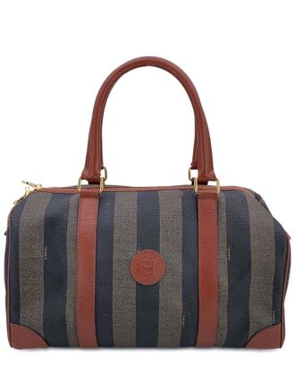 Fendi Brown Cotton Handbag Forever Bauletto (Authentic Pre-Loved)