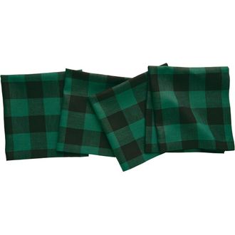 Solino Home Linen Dinner Napkins - Buffalo Check, 20 x 20 in Green And Black at Nordstrom, Size Large