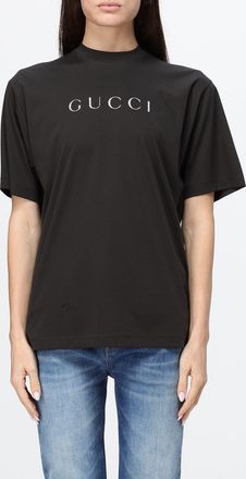 Gucci T-shirt girocollo in cotone con stampa logo a contrasto
