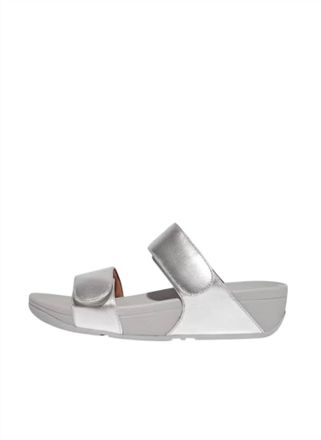 FitFlop Womens Lulu Adjustable Leather Slides In Silver