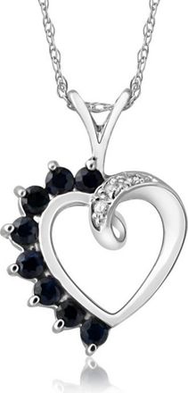 Pompeii3 5/8ct Blue Sapphire & Diamond Heart Pendant 14k White, Rose, or Yellow Gold 1