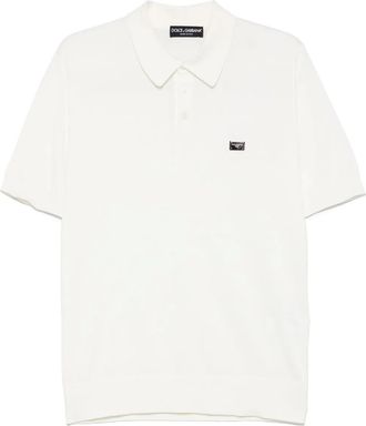 Dolce & Gabbana Polo in cotone con placca logo - Bianco