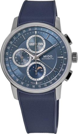 Mido Baroncelli Chronograph Moonphase Automatic Blue Dial Rubber Strap Mens Watch M027.625.17.041.00