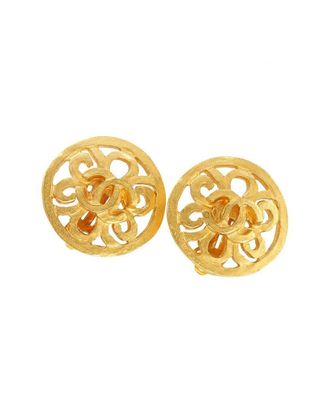 Chanel Plated Vintage Coco Mark Earrings (Authentic Pre-Loved)