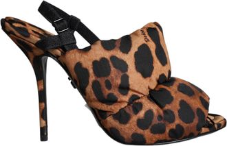 Dolce & Gabbana Womens Puffy Leopard Print Slingback Sandals - Brown Nylon - Size 36.5 EU/IT