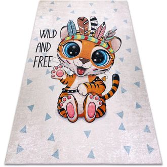 RugsX Rugsx - Alfombra Lavable Bambino 1960 Tigre, Indio Para Ni&ntilde;os Antideslizante - Blanco Multicolour 120x170 Cm