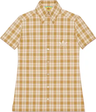 Gucci x adidas Check Cotton Shirt Beige White 702098-ZAJPU-9228