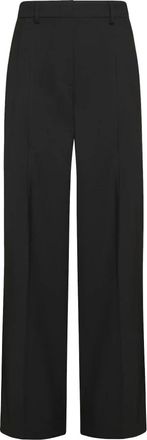 Momoni Wijde wollen broek met plooien - Dames - Wijde Broeken - Zwart - M - Wol - Broeken