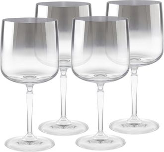 Barski Set Of 4 Smoked Metallic Ombre Wine Glasses