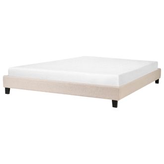 Beliani Beliani - Cama Tapizada Beige 180 X 200 Cm Con Somier Sin Cabecero Roanne