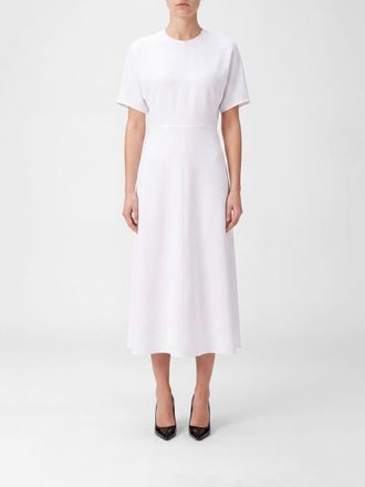 Victoria Beckham Eleanor A-Line Midi Dress in Stretch Viscose with Crew Neck