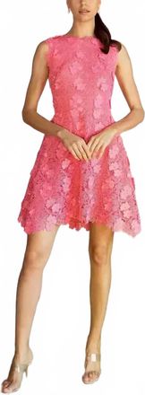 Monique Lhuillier Jewel Neck Lace Dress In French Rose