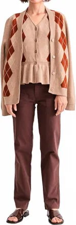 Kule Deane Button Down Cardigan In Camel