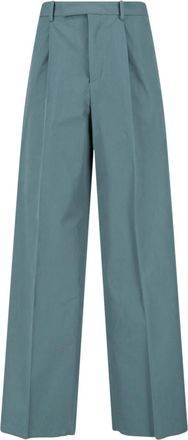 Jil Sander Blue Mid-Rise Straight-Leg Cotton Trousers