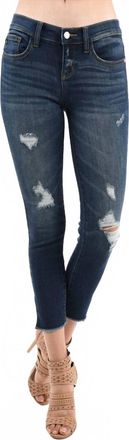 Judy Blue Bootyfull Distressed Side Slit Skinny Jeans - Plus In Dark Blue