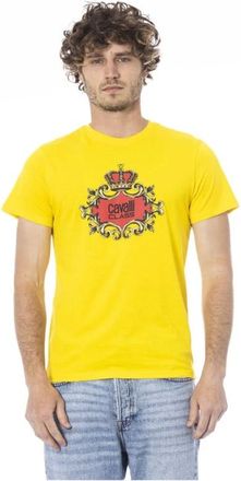 Cavalli T-shirt met ronde hals - Heren - T-shirts - Geel - M - Katoen - Tops