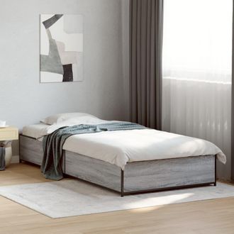 vidaXL Estructura Cama Madera Ingenier&iacute;a Metal Gris Sonoma 100x200 Cm Vidaxl