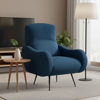 Dmora Butaca Lasnigo, Sill&oacute;n Con Brazos, Soporta 90 Kg Made In Italy, Estructura De Madera, 70x100x98h Cm Azul
