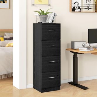 HOMCOM 4 Drawer File Cabinet Locking Filing Cabinet in Black
