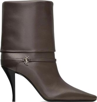 Saint Laurent Stijlvolle Booties voor Trendy Vrouwen - Dames - Laarzen met Hak - Bruin - 35 1/2 EU - Schoenen