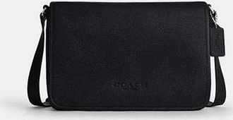 Coach Mens Colby Messenger Bag 32 in Black | Leather