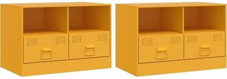vidaXL Tv Cabinets 2 pcs Mustard Yellow 67x39x44 cm Steel Vidaxl