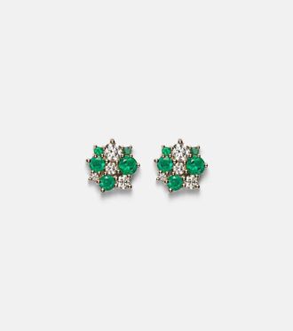 Sydney Evan Cocktail 14kt gold earrings with emeralds and diamonds